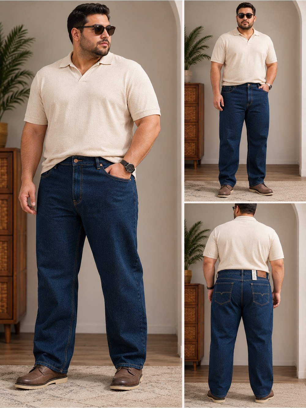 Big and Tall Classic Straight Fit Men’s Jeans - Dark Blue